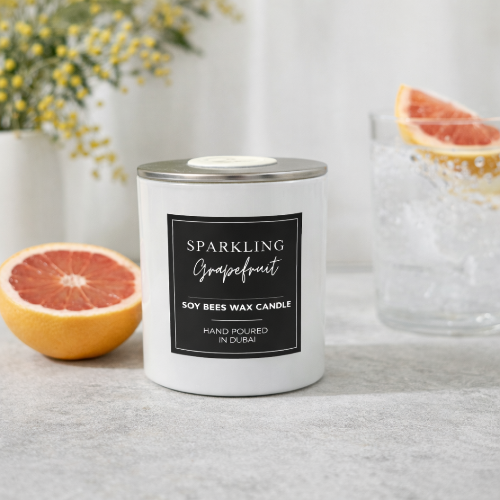 Sparkling Grapefruit - 8oz White Glass Candle