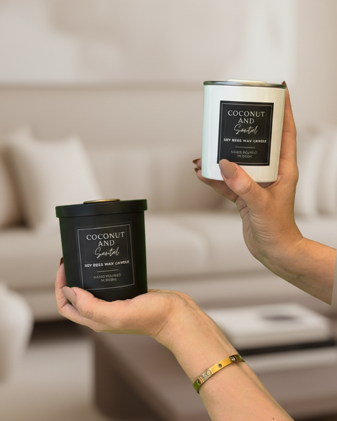 Coconut and Santal - 8oz White Glass Candle