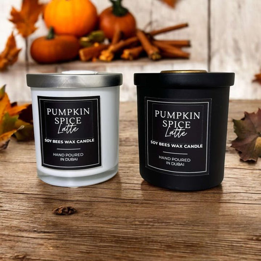 Pumpkin Spice Latte Candle - 8oz Black Glass Candle