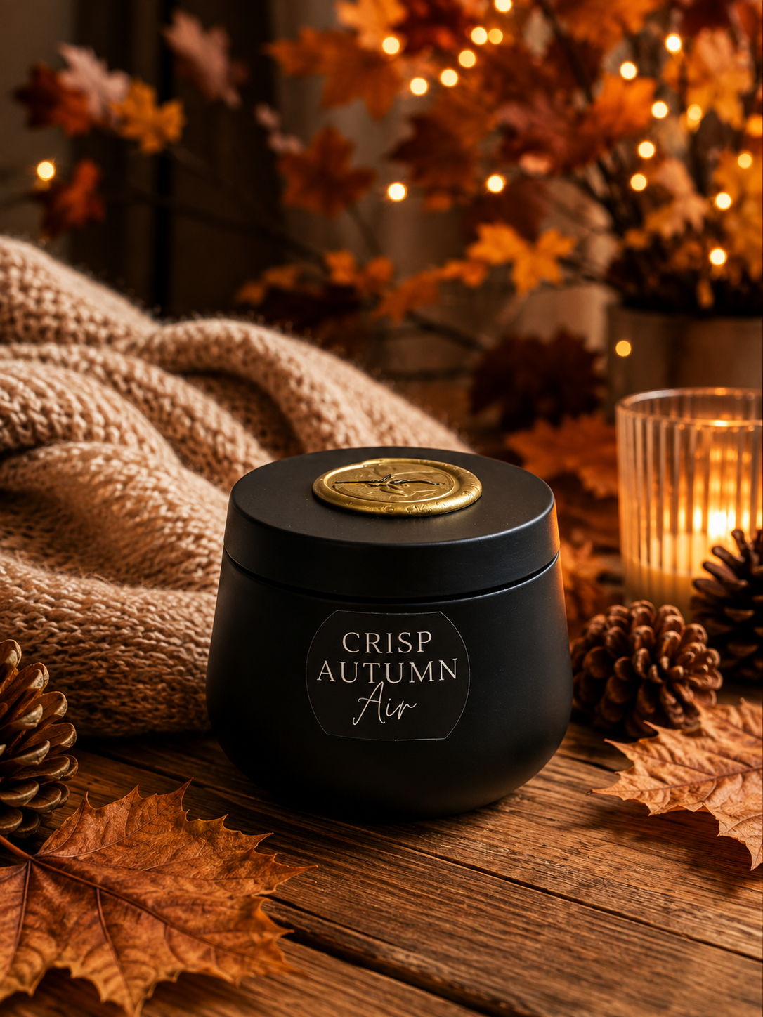 Crisp Autumn Air - 4oz Black Tin Candle