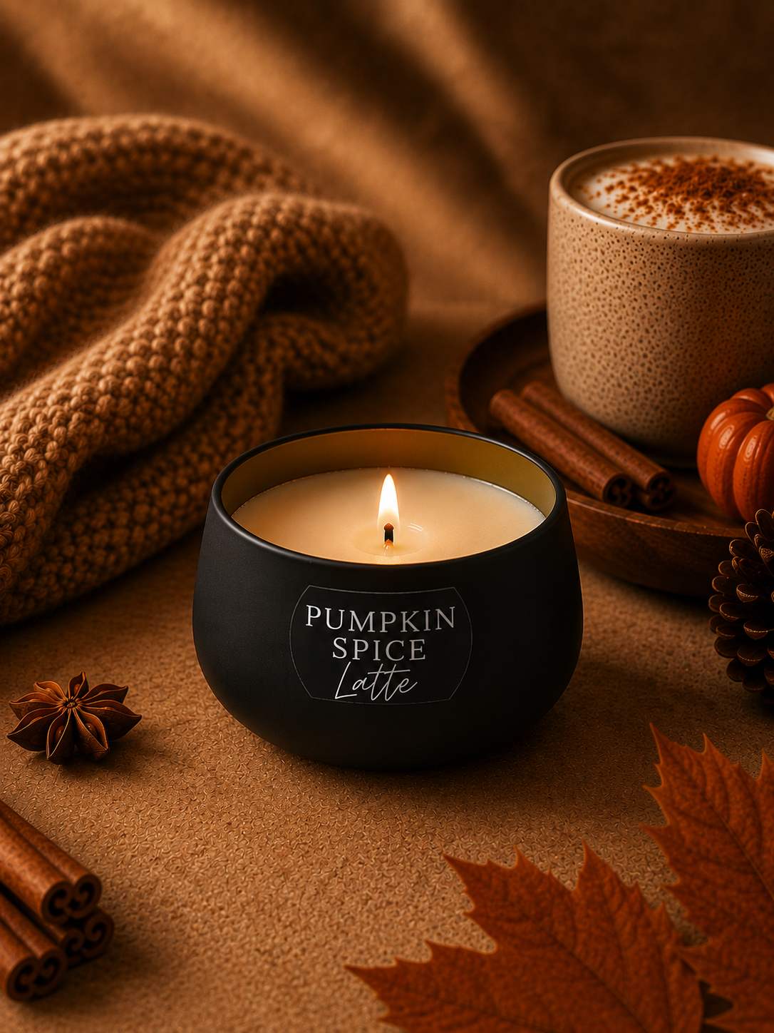 Pumpkin Spice Latte - 7oz Black Tin Candle