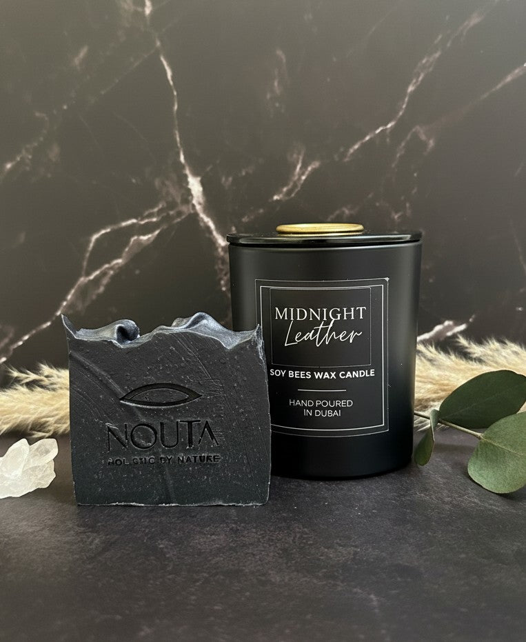 After Dusk - Charcoal Soap & Midnight Leather Candle