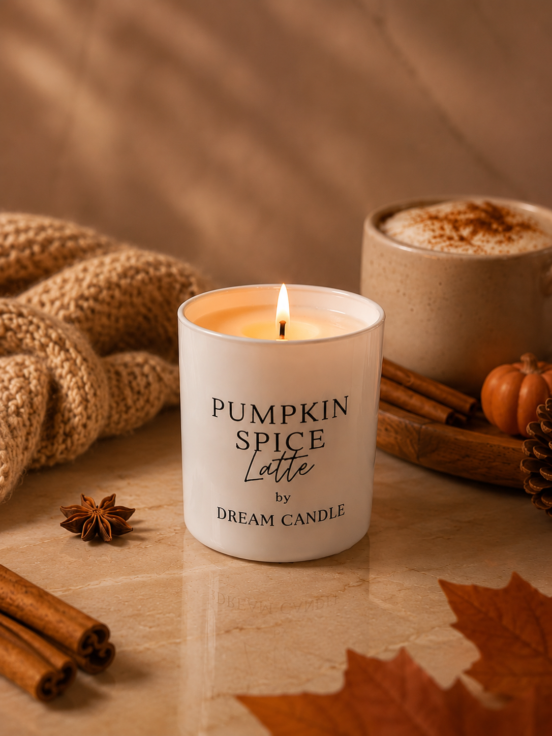 Pumpkin Spice Latte - 8oz White Glass Candle