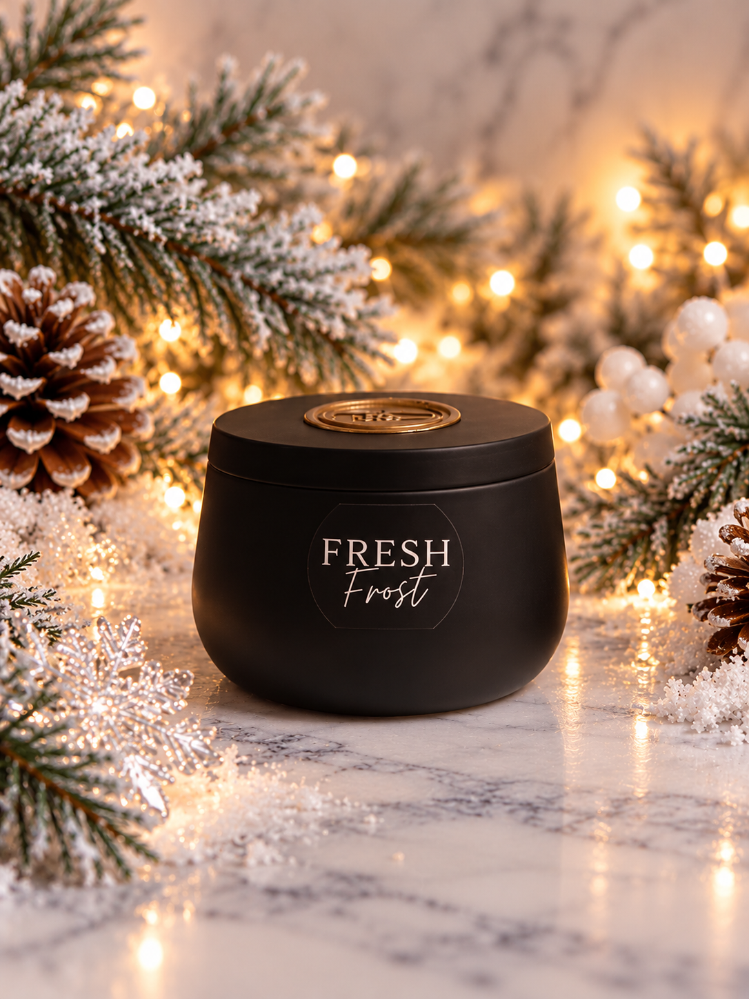 Fresh Frost - 7oz Black Tin Candle