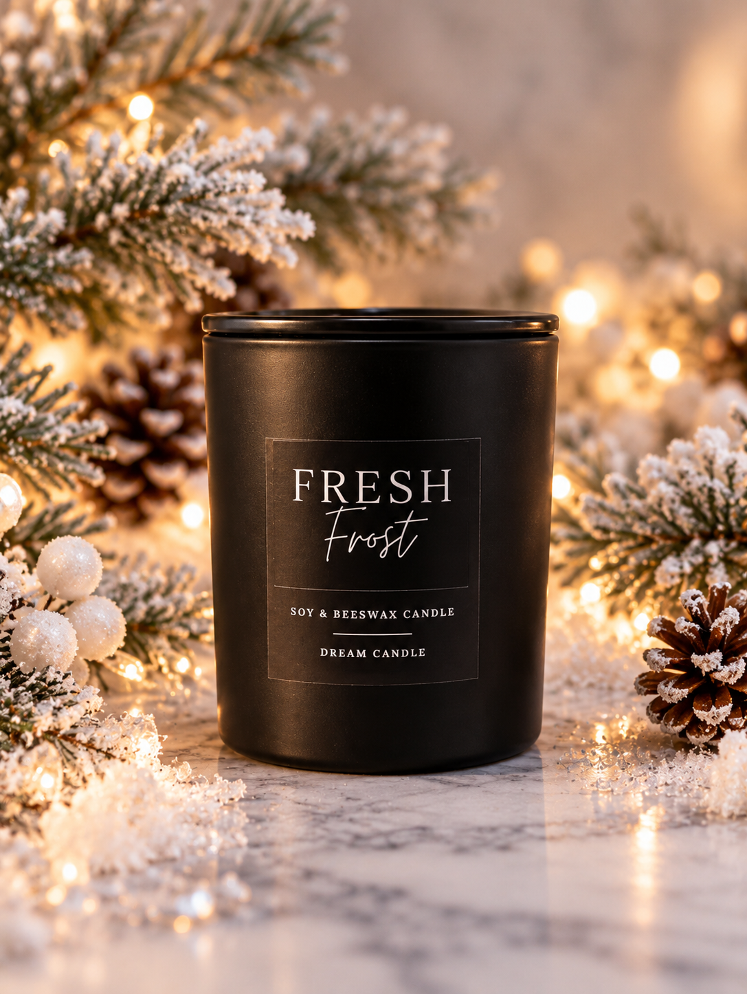 Fresh Frost Candle - 8oz Black Glass Candle
