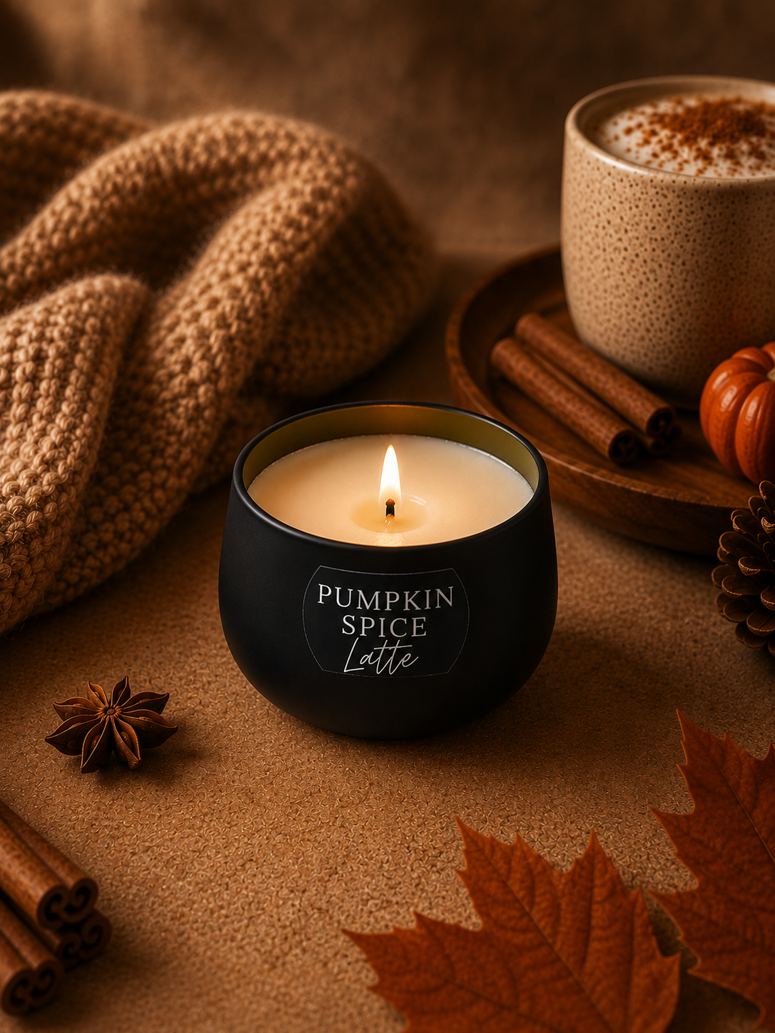 Pumpkin Spice Latte - 4oz Black Tin Candle