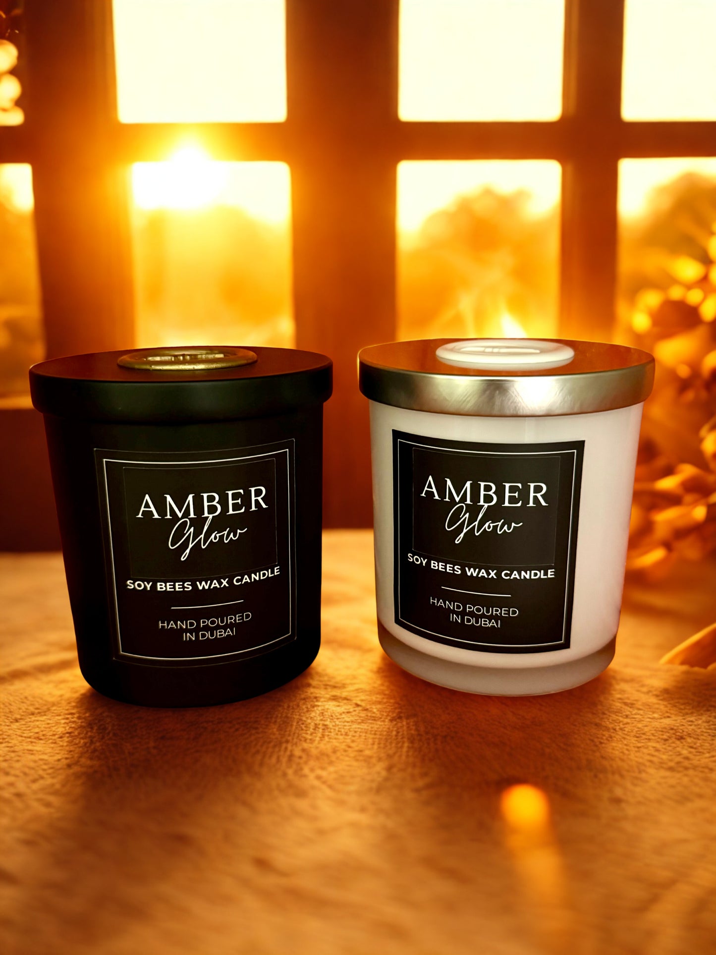 Amber Glow - 8oz White Glass Candle