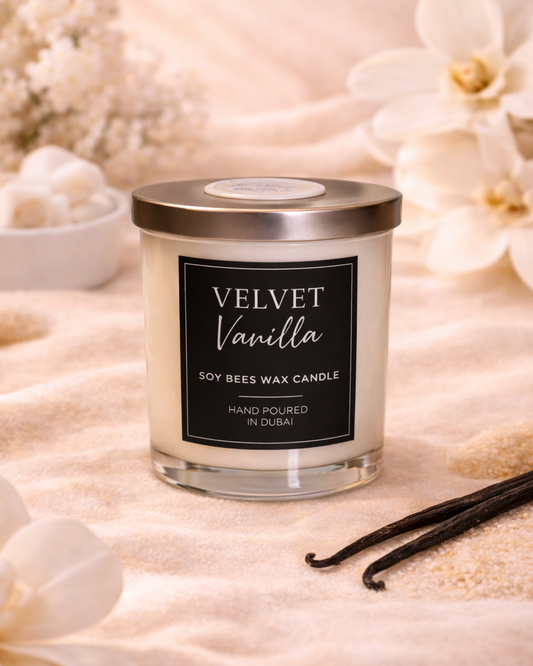 Velvet Vanilla - 8oz White Glass Candle