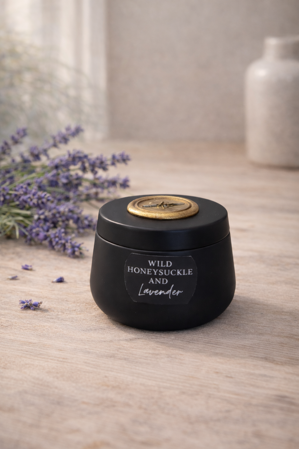 Wild Honeysuckle and Lavender - 4oz Black TIn Candle