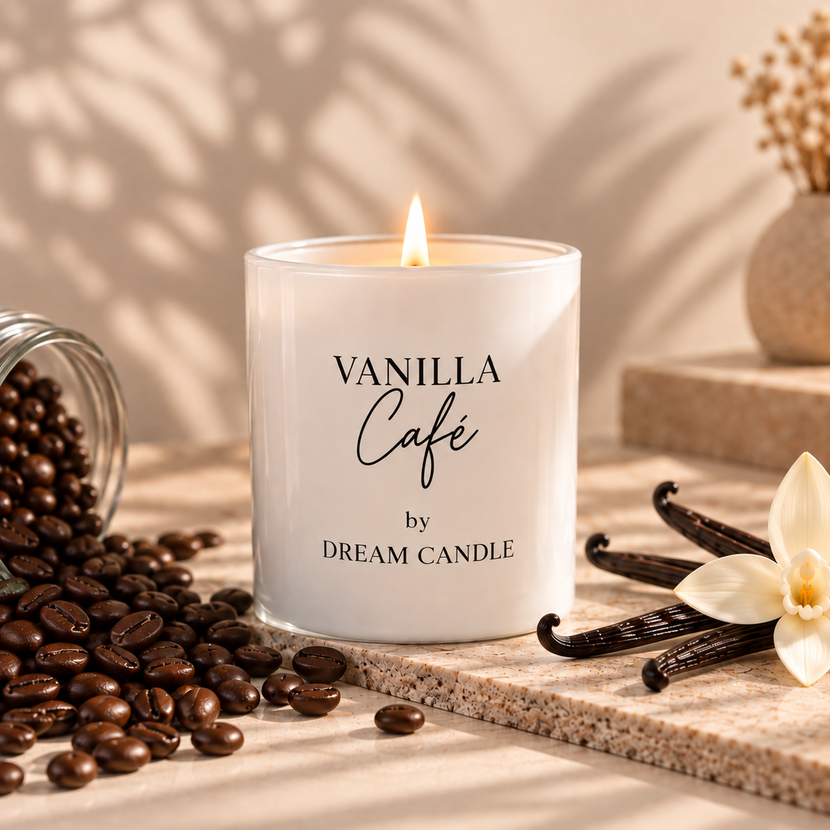 Vanilla Café - 8oz White Glass Candle