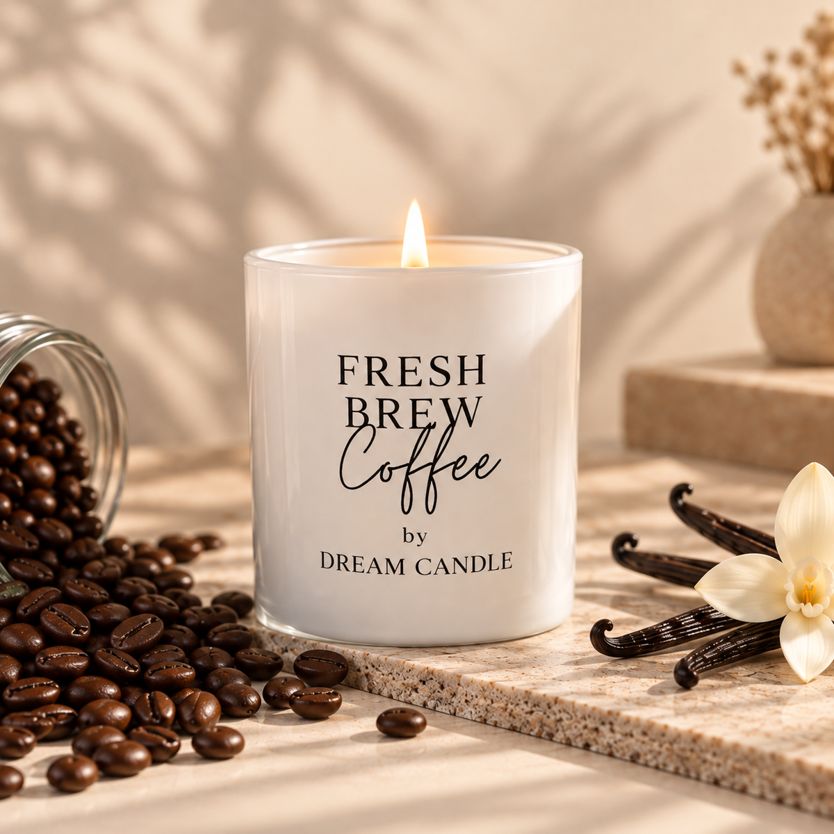 Fresh Brew Coffee - 8oz White Glass Candle