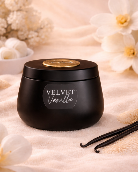 Velvet Vanilla - 7oz Black Tin Candle