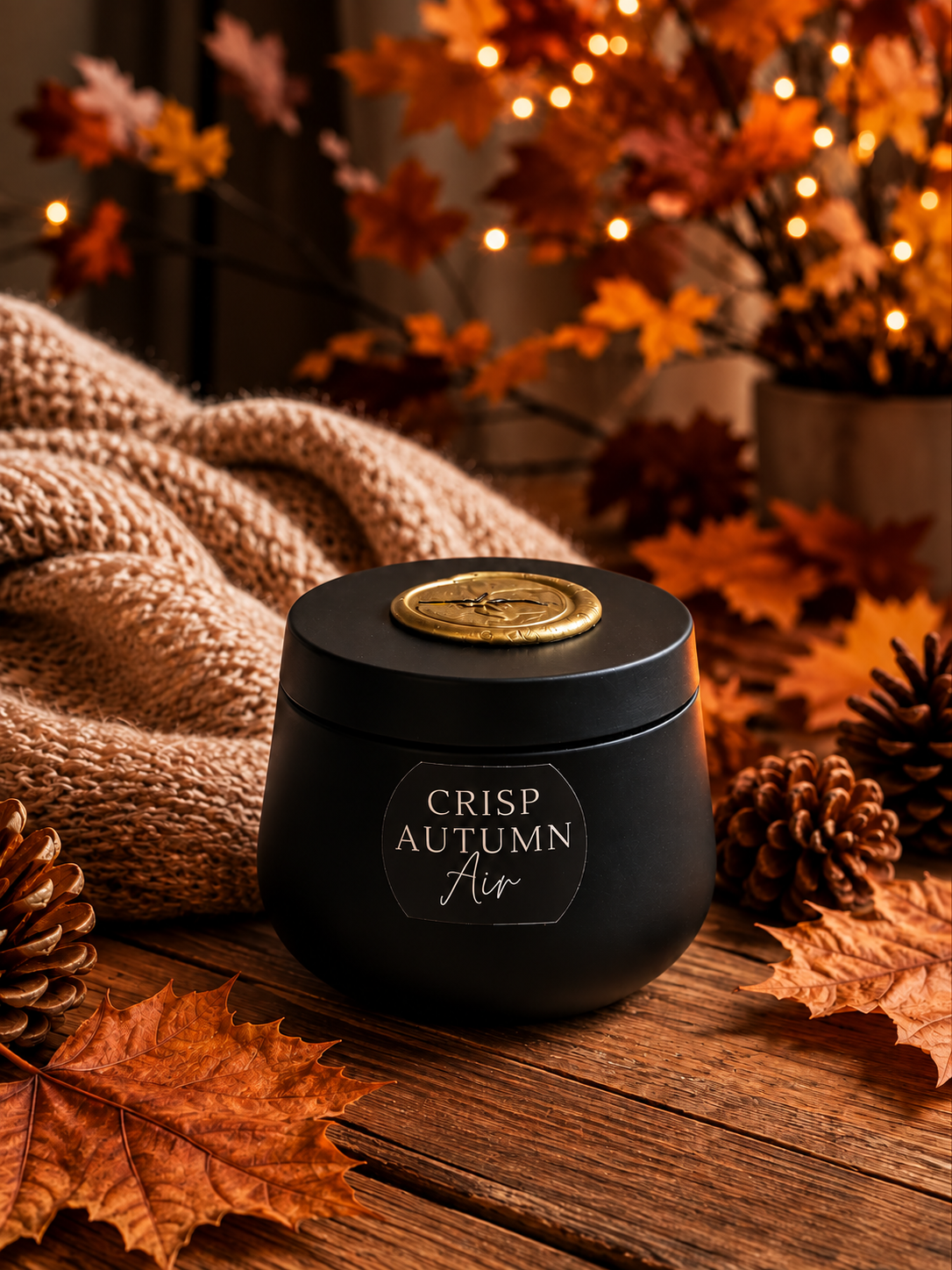 Crisp Autumn Air - 4oz Black Tin Candle