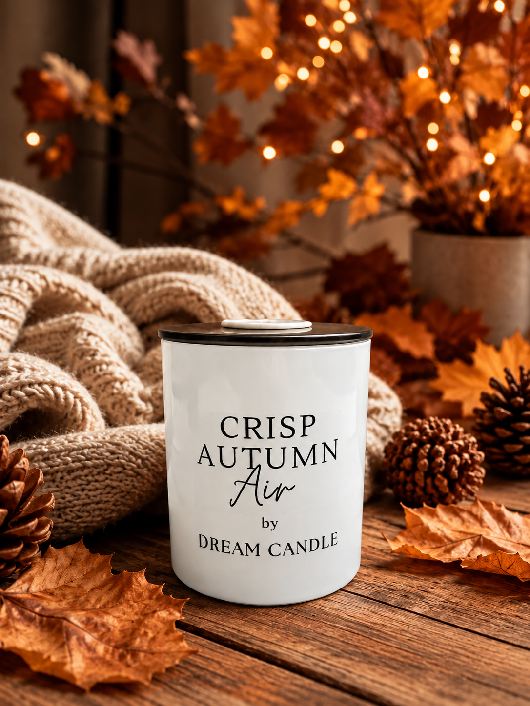 Crisp Autumn Air - 8oz White Glass Candle