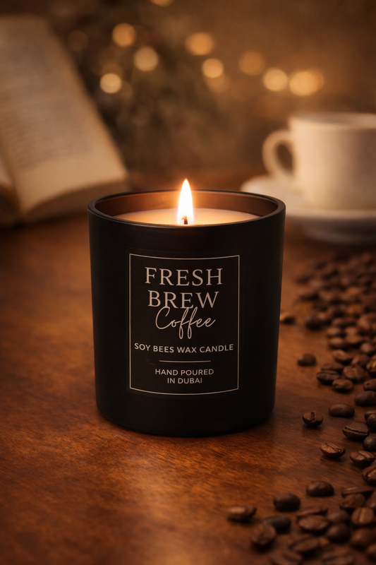 Fresh Brew Coffee Candle - 8oz Black Glass Candle