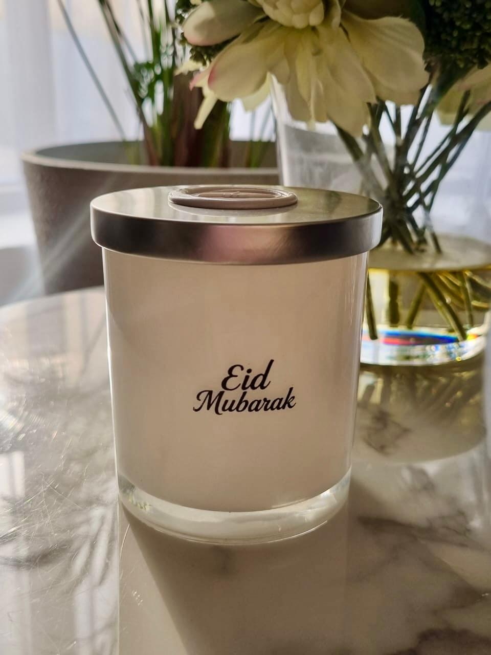 Eid Mubarak - 8oz White Glass Candle
