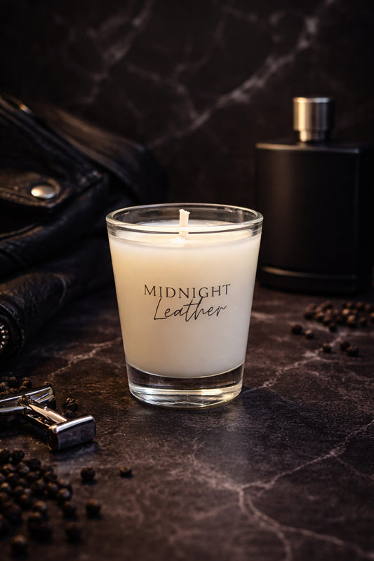Midnight Leather - Mini Glass Candle