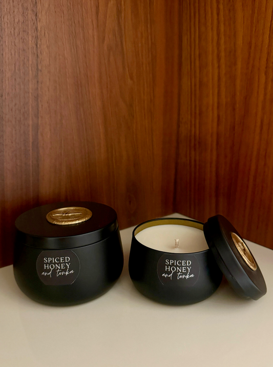 Spiced Honey and Tonka - 4oz Black Tin Candle