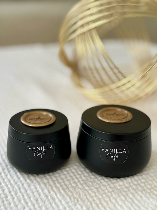 Vanilla Café - 4oz Black Tin Candles
