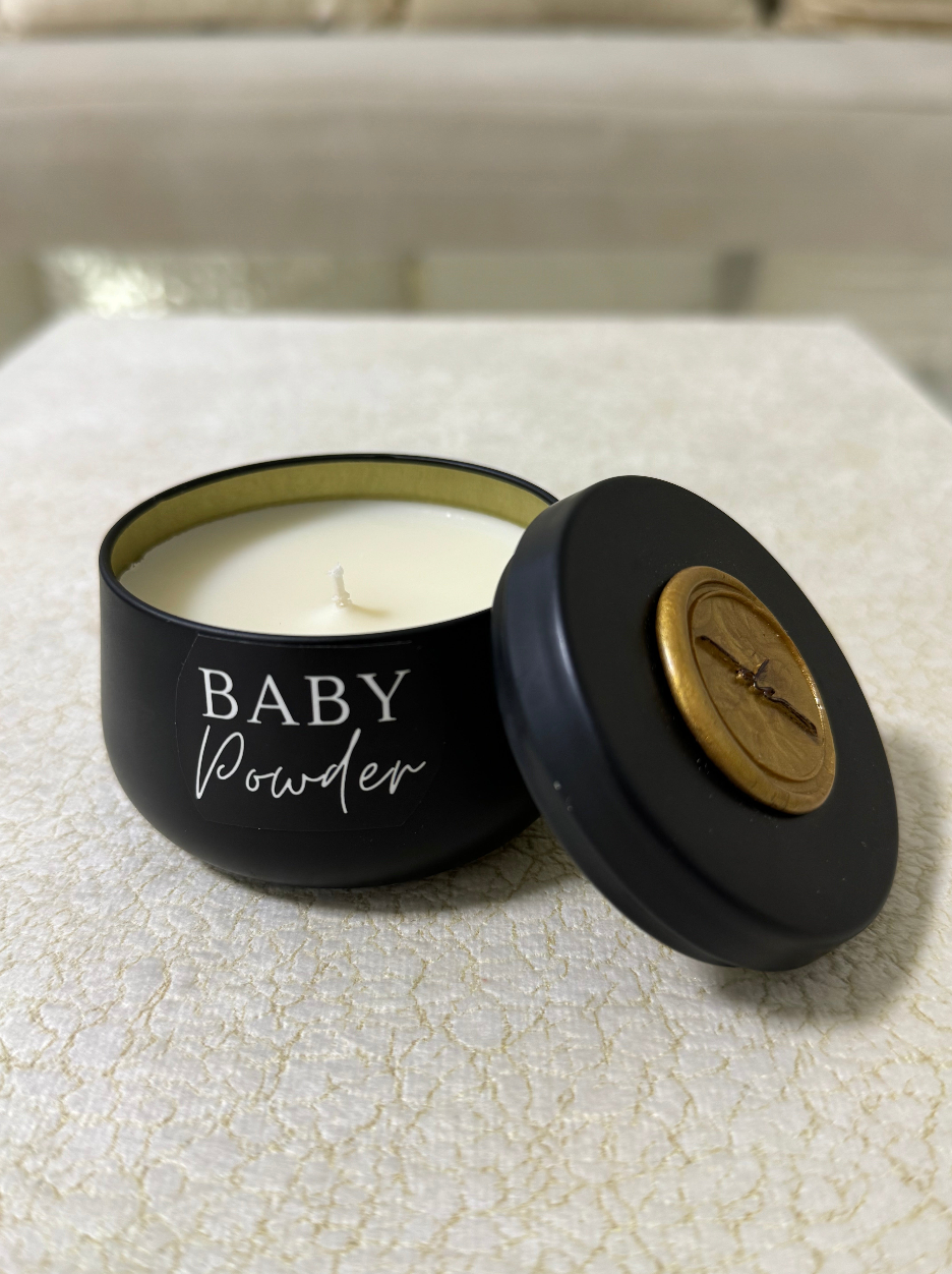 Baby Powder - 7oz Black TIn Candle