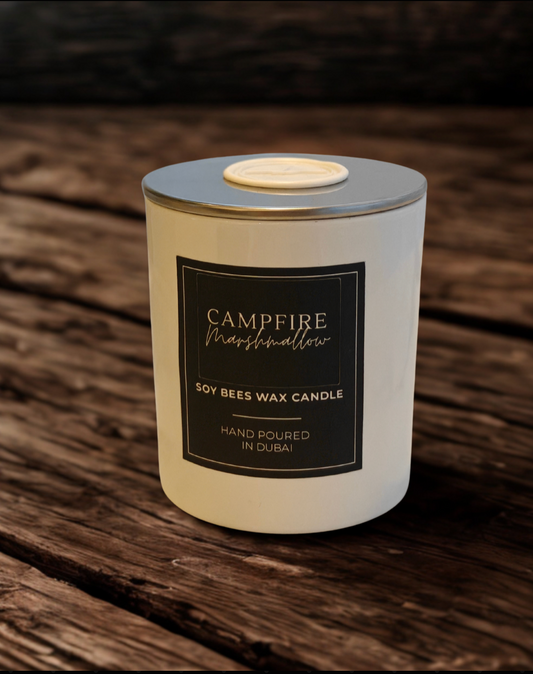 Campfire Marshmallow - 8oz White Glass Candle