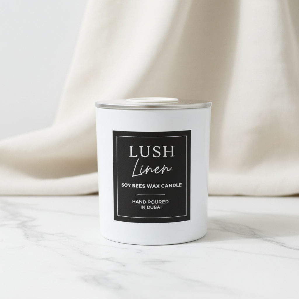 Lush Linen - 8oz White Glass Candle
