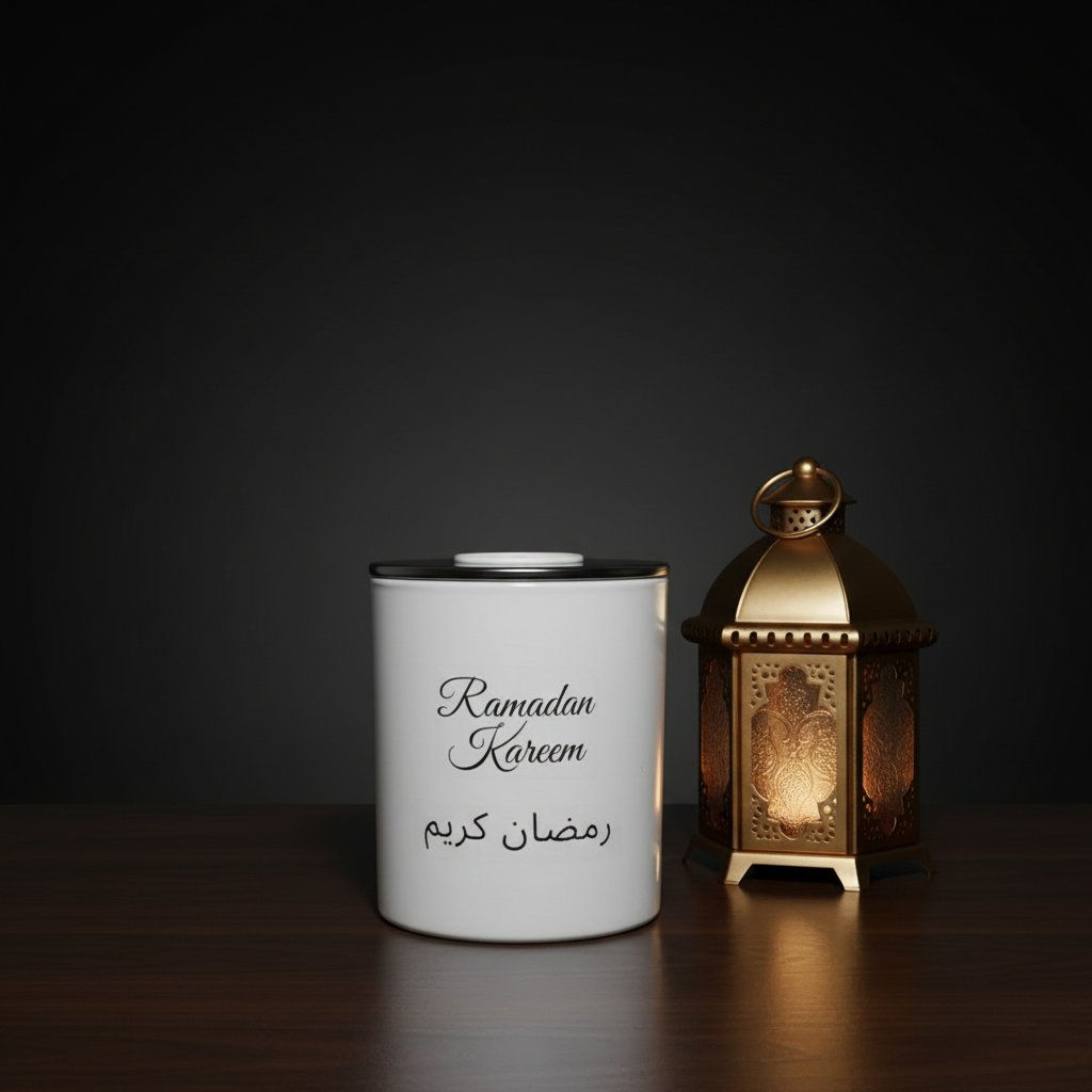 Ramadan candle on classy background