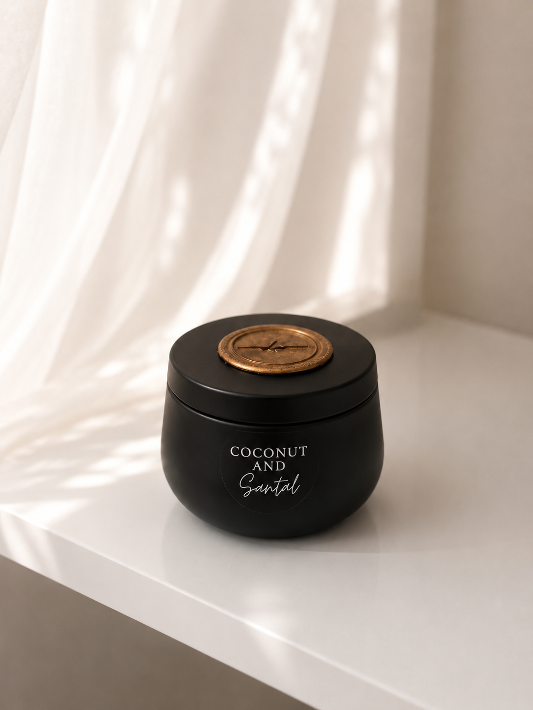 Coconut and Santal - 4oz Black Tin Candle