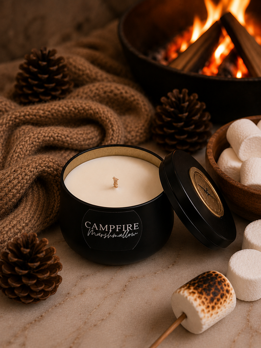 Campfire Marshmallow - 4oz Black Tin Candle