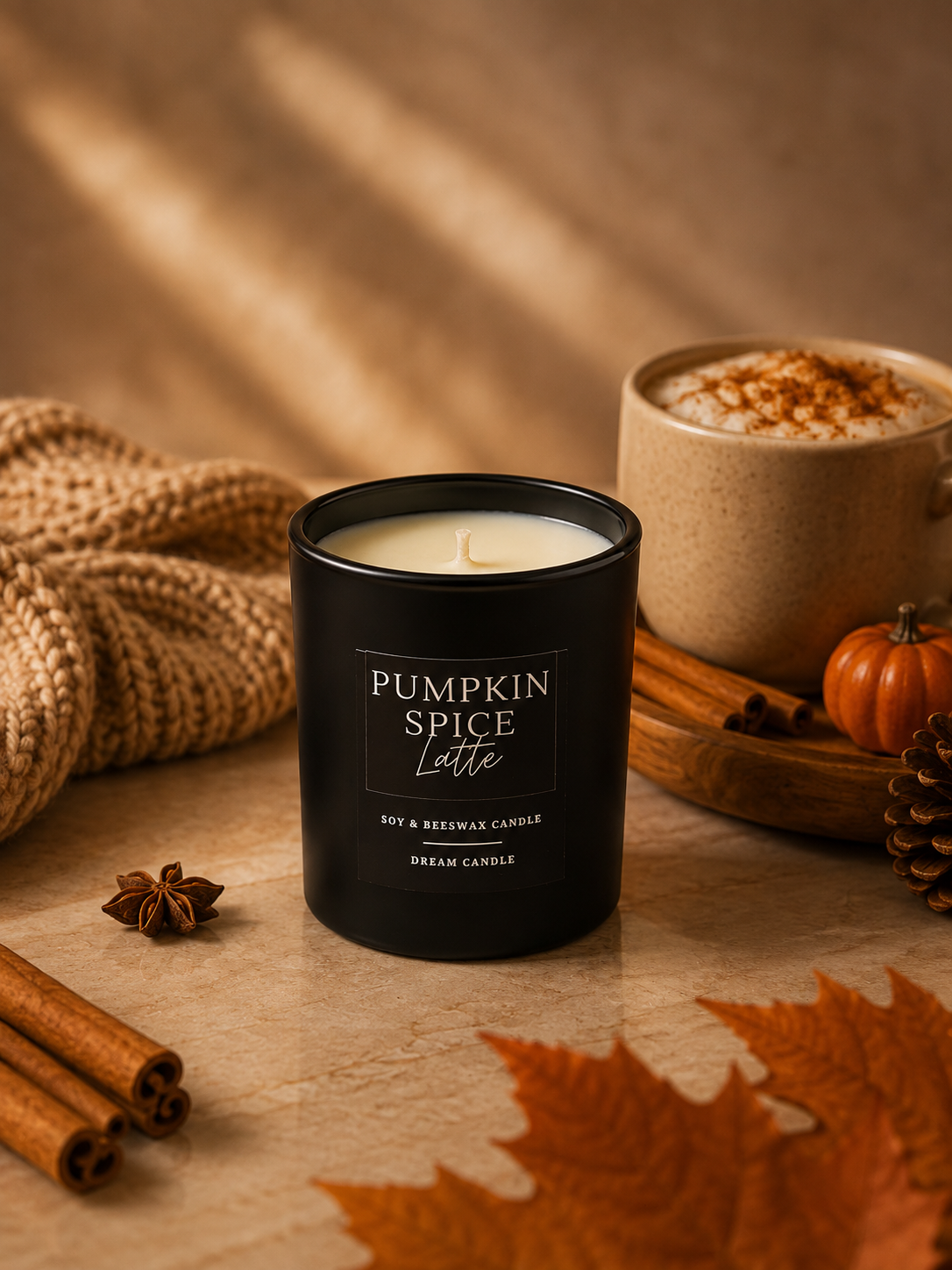 Pumpkin Spice Latte - 8oz Black Glass Candle