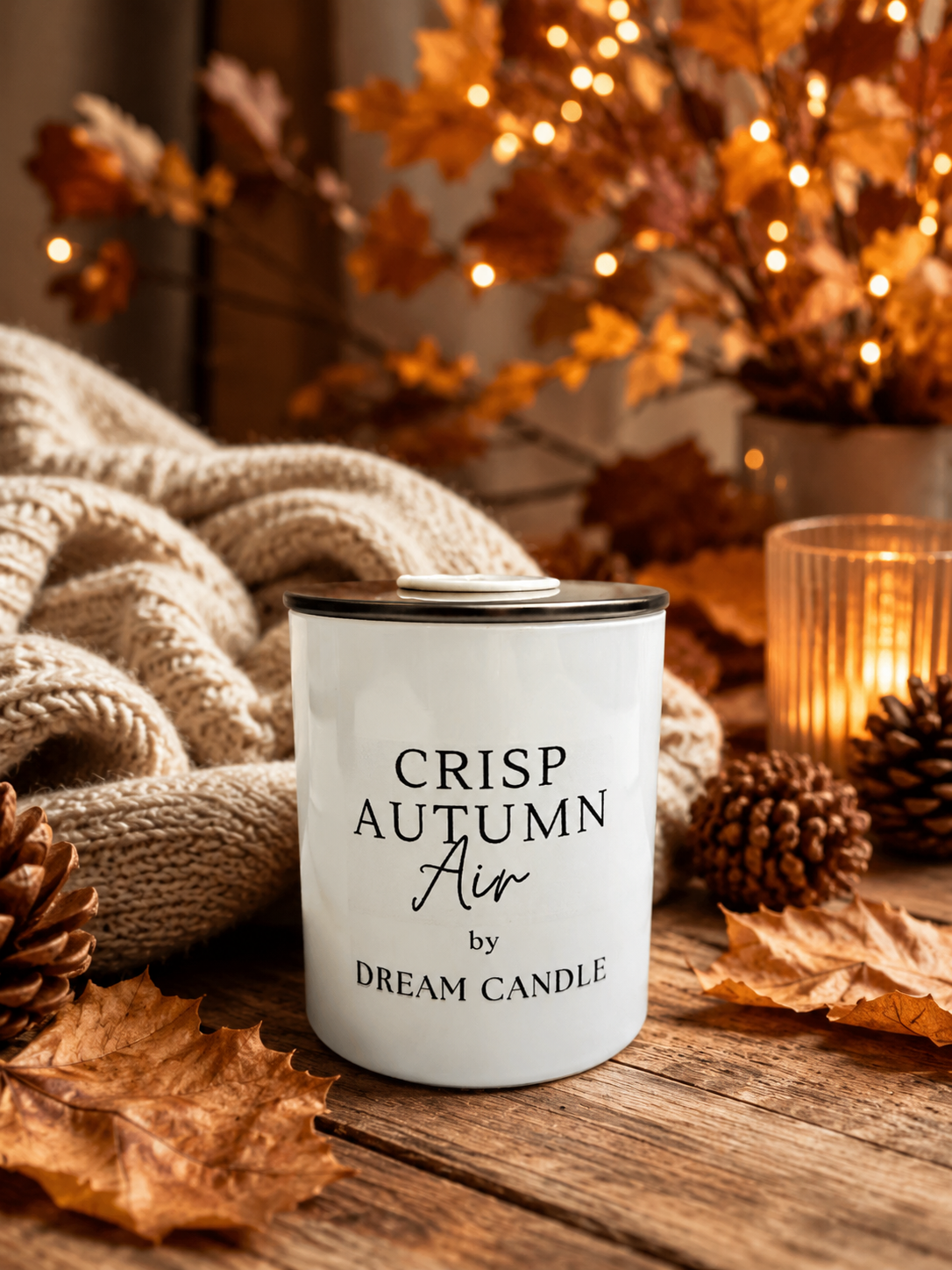 Crisp Autumn Air - 8oz White Glass Candle