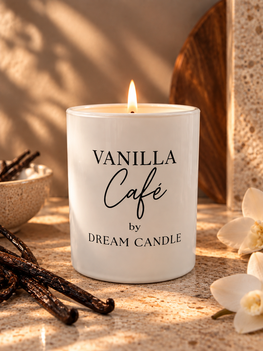 Vanilla Café - 8oz White Glass Candle