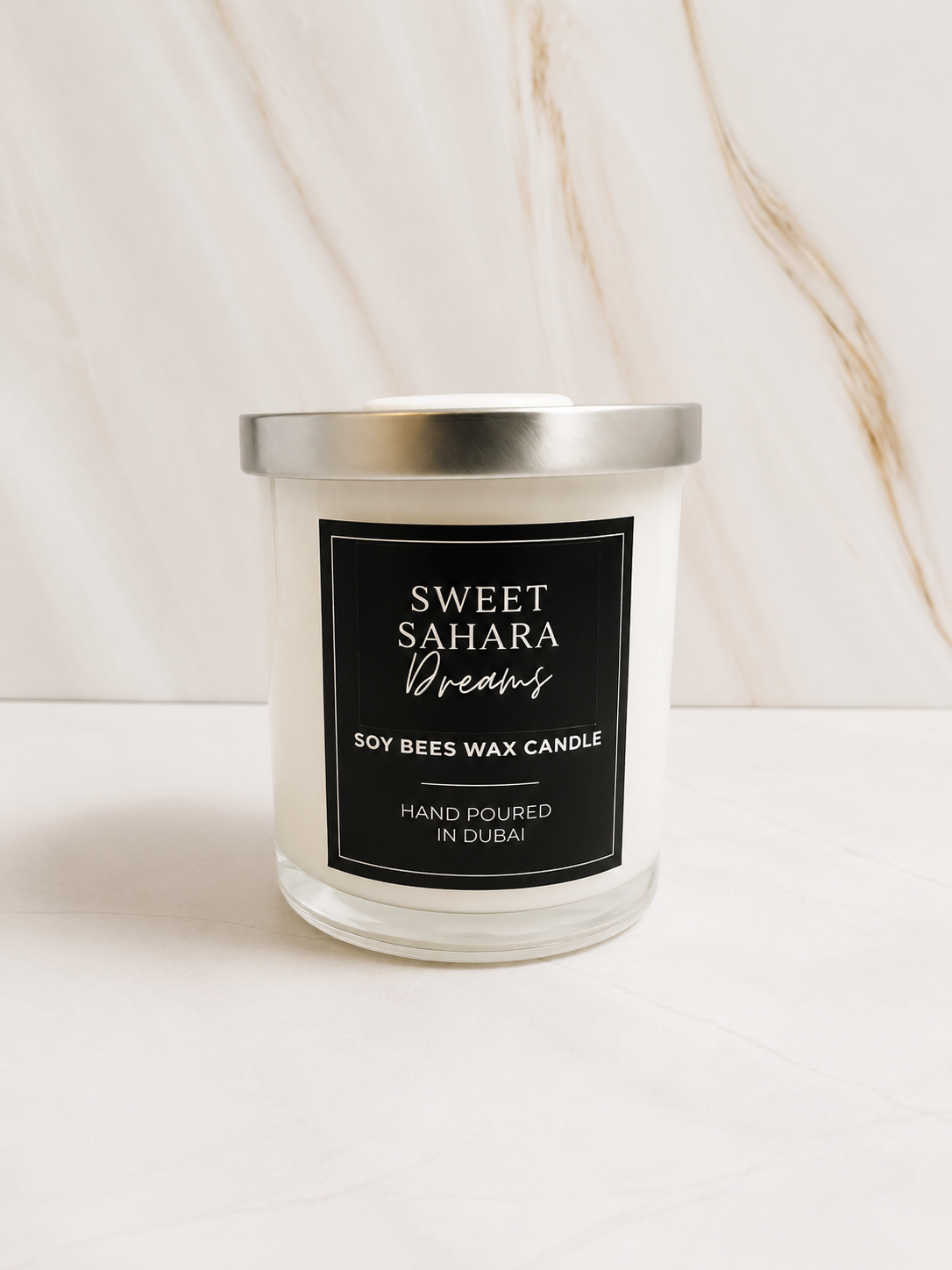 Beautifully Imperfect | Sweet Sahara Dreams – White Glass Candle