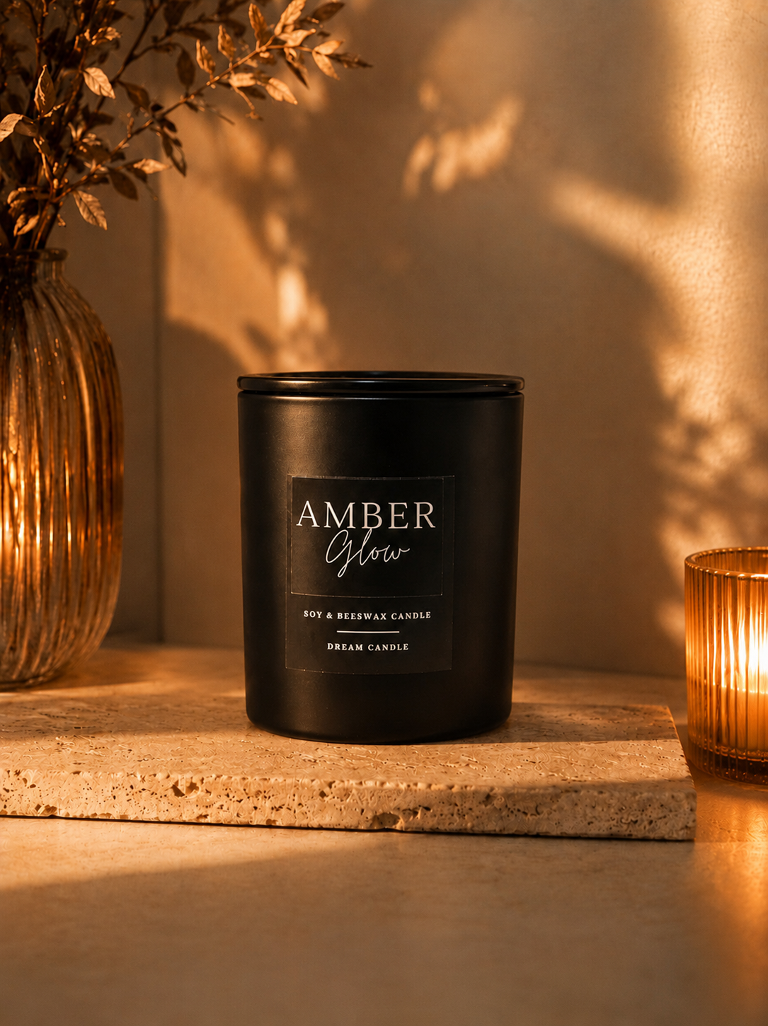 Amber Glow - 8oz Black Glass Candle