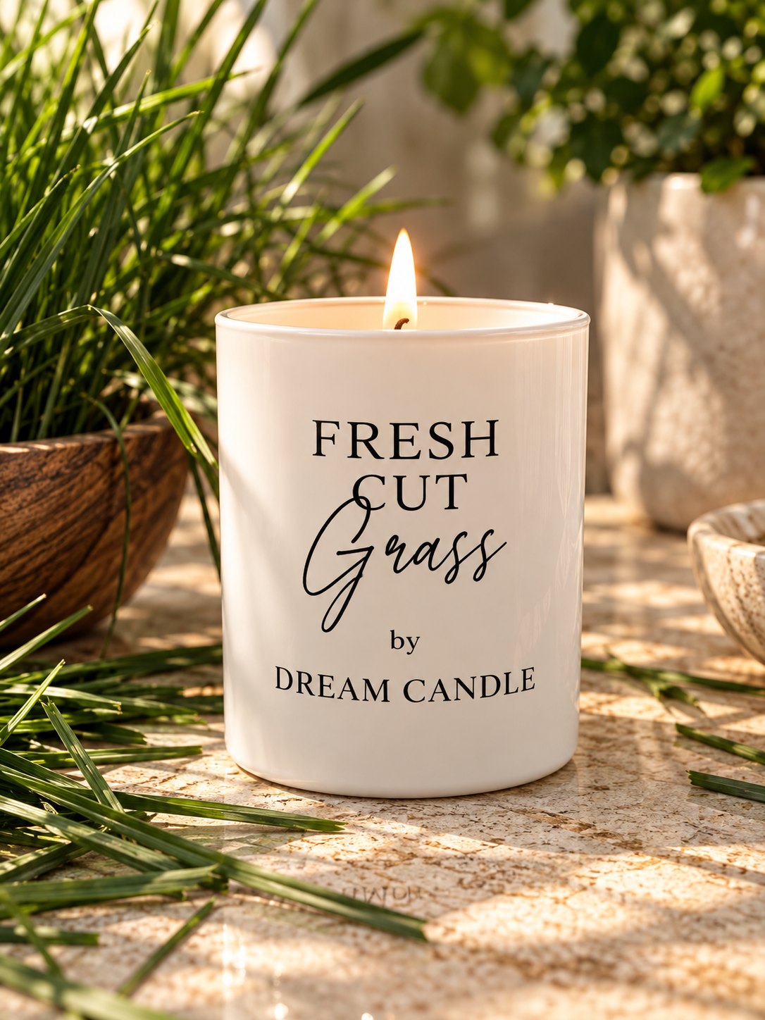 Fresh Cut Grass - 8oz White Glass Candle