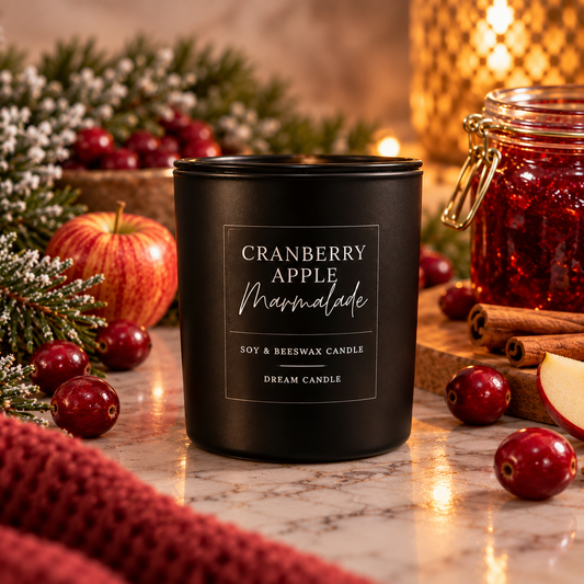 Cranberry Apple Marmalade Candle - 8oz Black Glass Candle