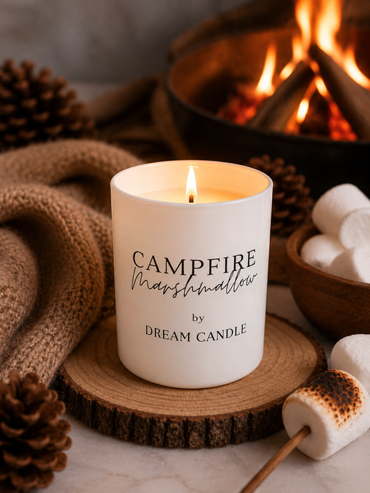 Campfire Marshmallow - 8oz White Glass Candle