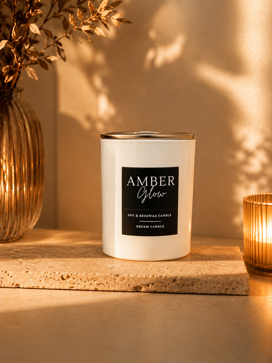 Amber Glow - 8oz White Glass Candle