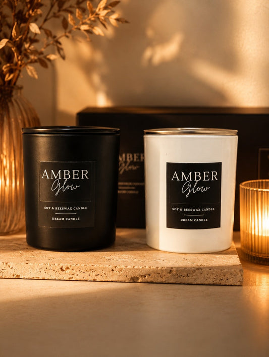Amber Glow - 8oz White Glass Candle