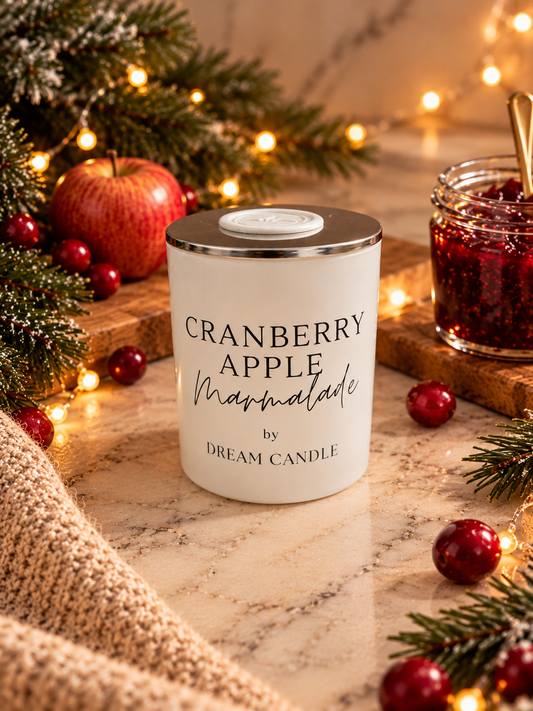 Cranberry Apple Marmalade - 8oz White Glass Candle