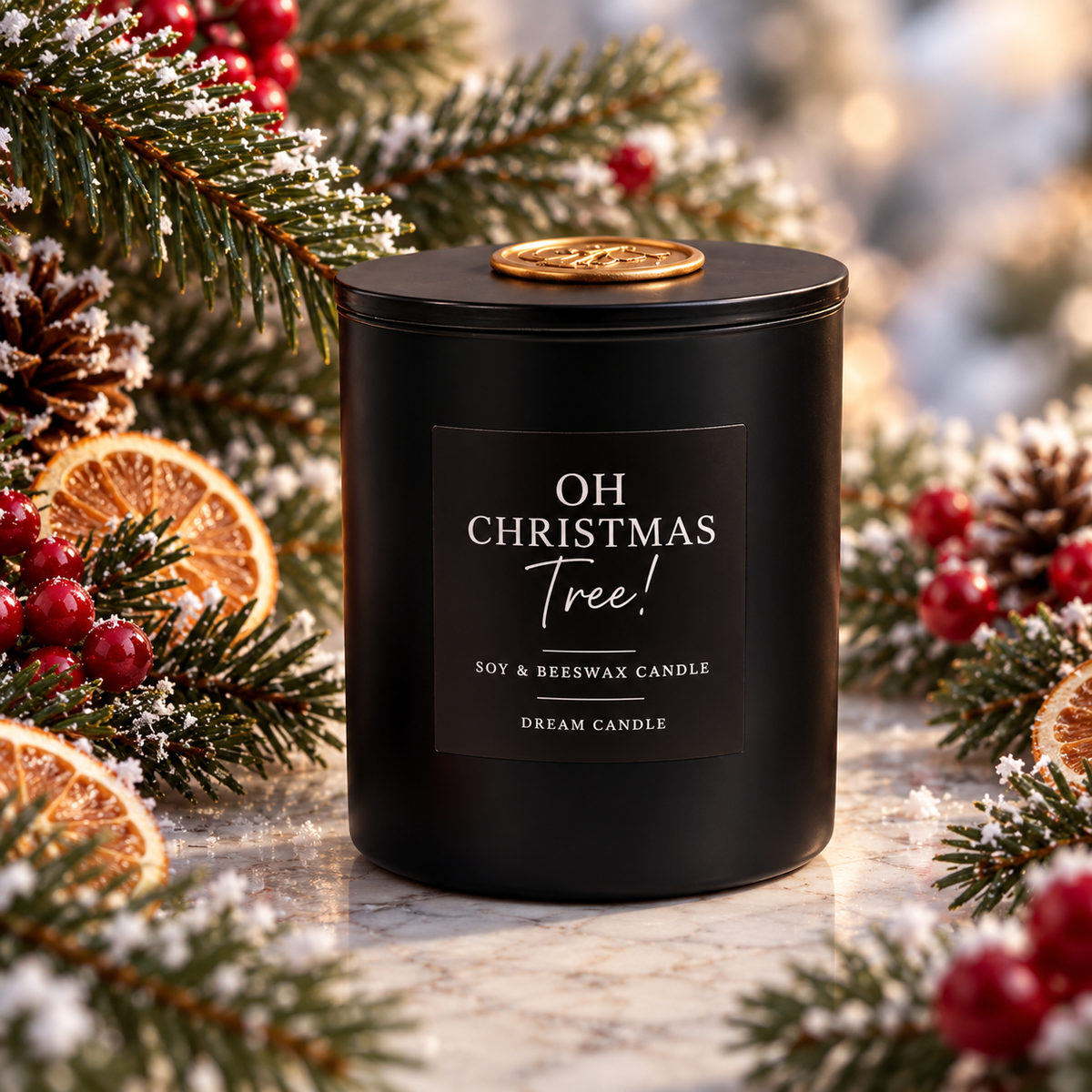 Oh Christmas Tree! Candle - 8oz Black Glass Candle