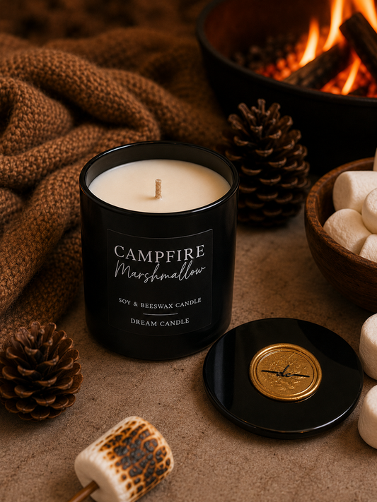 Campfire Marshmallow - 8oz Black Glass Candle