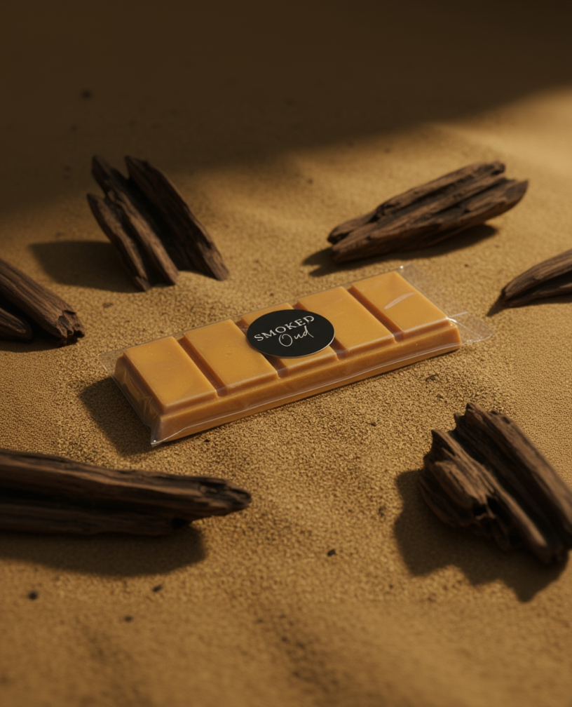 Smoked Oud wax melt laying down