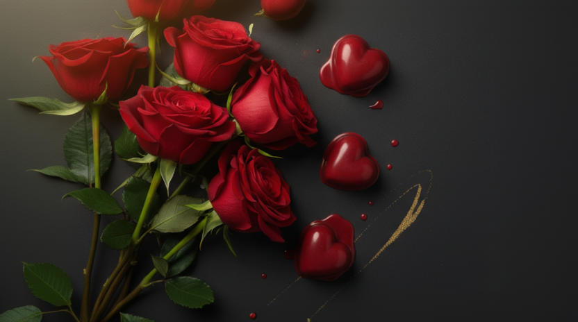 Valentine's Day banner with roses no petals